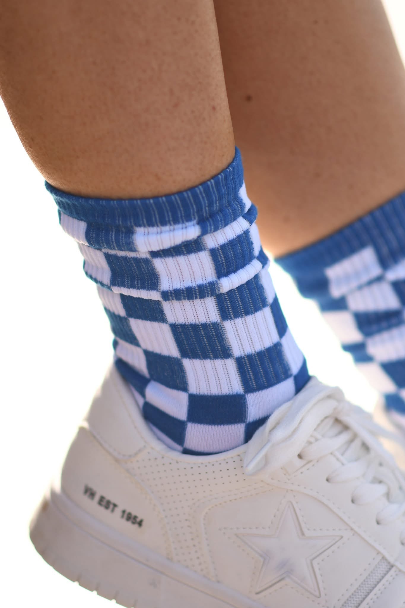 Blue Checkered Socks