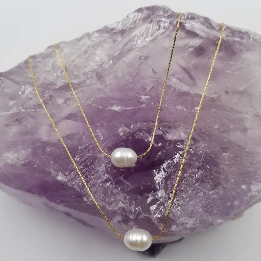 Layer Gold Chain Double Pearl Necklace